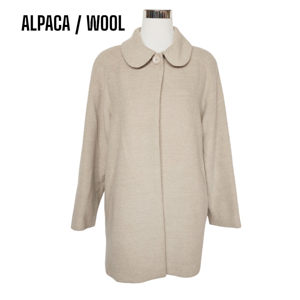 PERU Alpaca / Wool Sz S Single Button Open Front Cape Fit Cocoon Coat